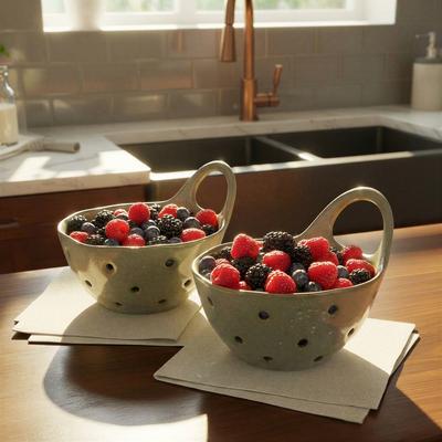 Storied Home Set of 2 Stoneware Colanders