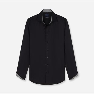 Langarmhemd OLYMP "Level Five Cover Shirt", Herren, Gr. 40, N-Gr, schwarz, Web, Obermaterial: 100% Baumwolle, body fit normal, 2-Knopf-Manschette, Hemden, höchste Blickdichte, bügelfrei, body it, Businesshemd