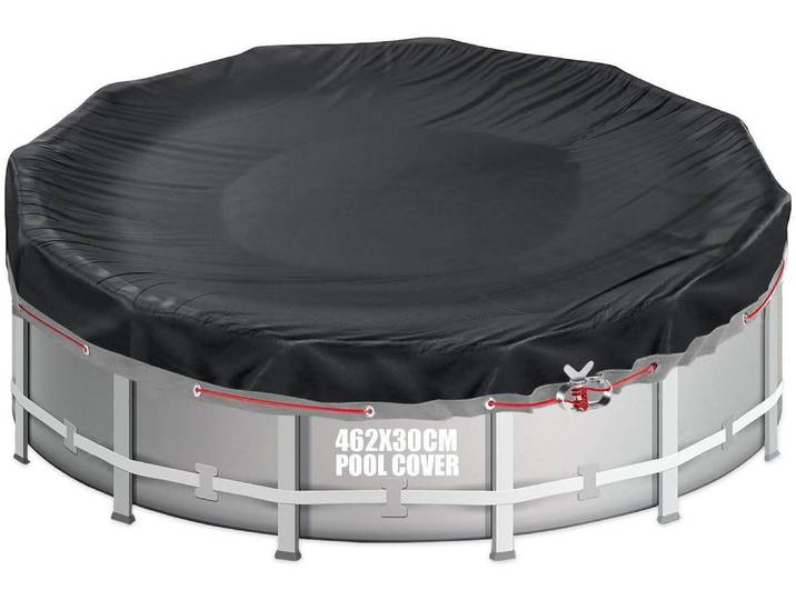 Poolabdeckung Rund Ø462cm 428-460cm 420D Oxford Reißfest für INTEX & BESTWAY