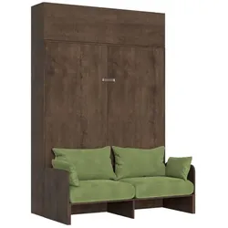 Itamoby 160 cm Kentaro Klappbett für Doppelbett mit Sofa und Wandschrank aus Walnussholz, grün