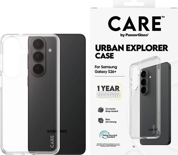 PanzerGlass CARE Hülle Samsung Galaxy S26+ Urban klar + ein Jahr Garantie gegen Vergilbung