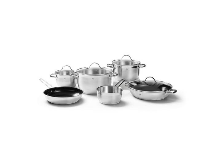 Homeware Profession. Kochtopfset, Edelstahl, Metall, 6-teilig, 16 cm,20 cm,16 cm, 1.5 L,3.0 L,5.0 L,1.0 L, rund, Lfgb, Messskala, schadstofffrei gemäß EU-Standards, Kochen, Töpfe, Topfsets