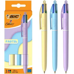 Bic, Schreibstifte, Mehrfarbenkugelschreiber 4 Colours Pastel 3 Stück (3x)