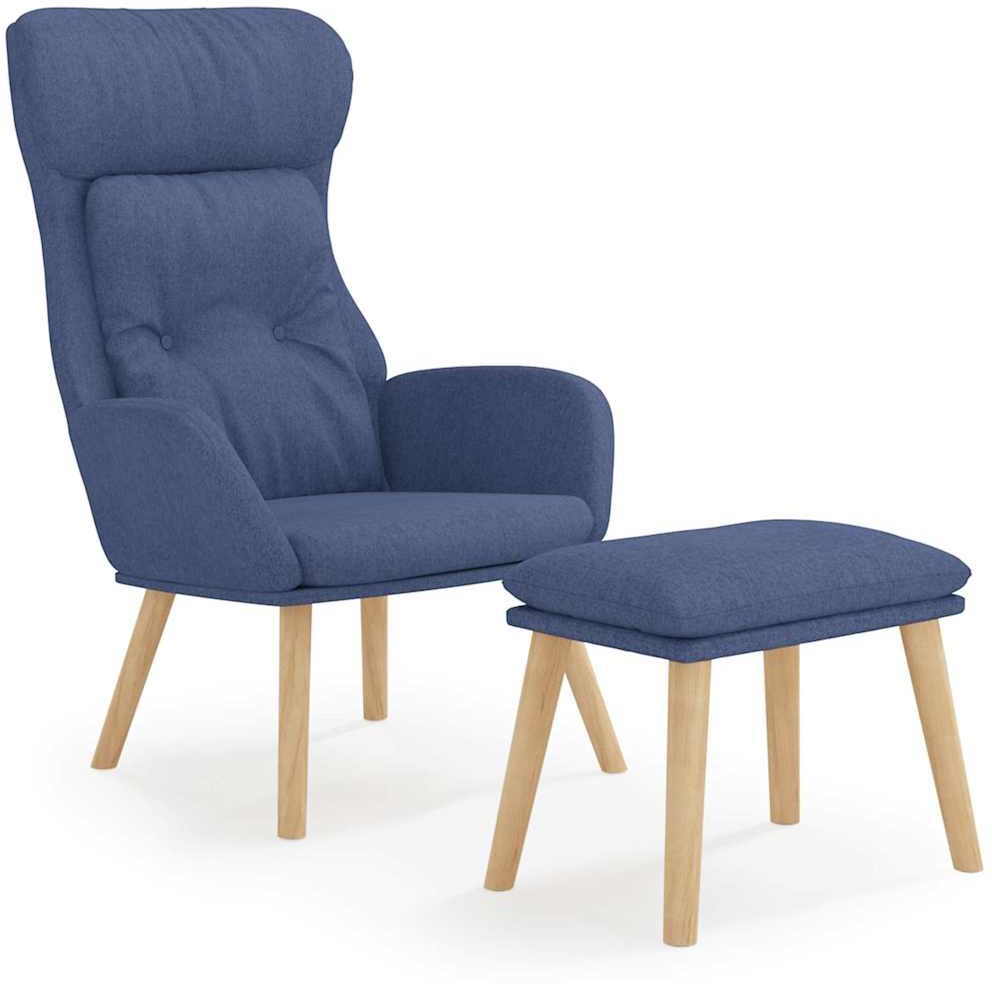 vidaXL Chaise de relaxation avec repose-pied Bleu Tissu
