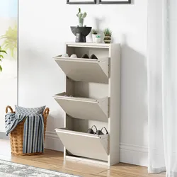 Schuhkipper Sokndal mit 3 Klappen Pfefferweiß [en.casa]