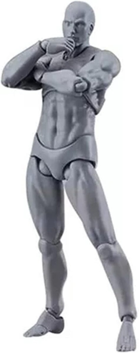 Verplaatsbare Mannequin Figuur voor Schetsen en Schilderen, Grijs, Perfect voor Kunstenaars en Kantoordecoratie