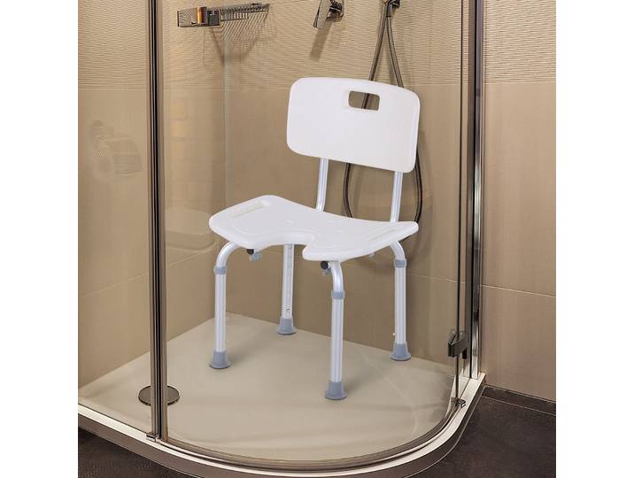 HOMCOM Chaise de Douche Réglable Antidérapante Blanc