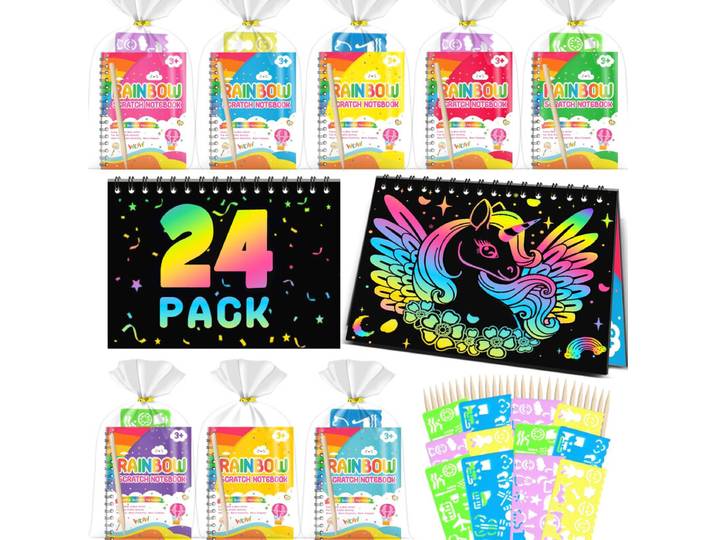Regenboog Krabkunst Notitieboekjes Set van 24