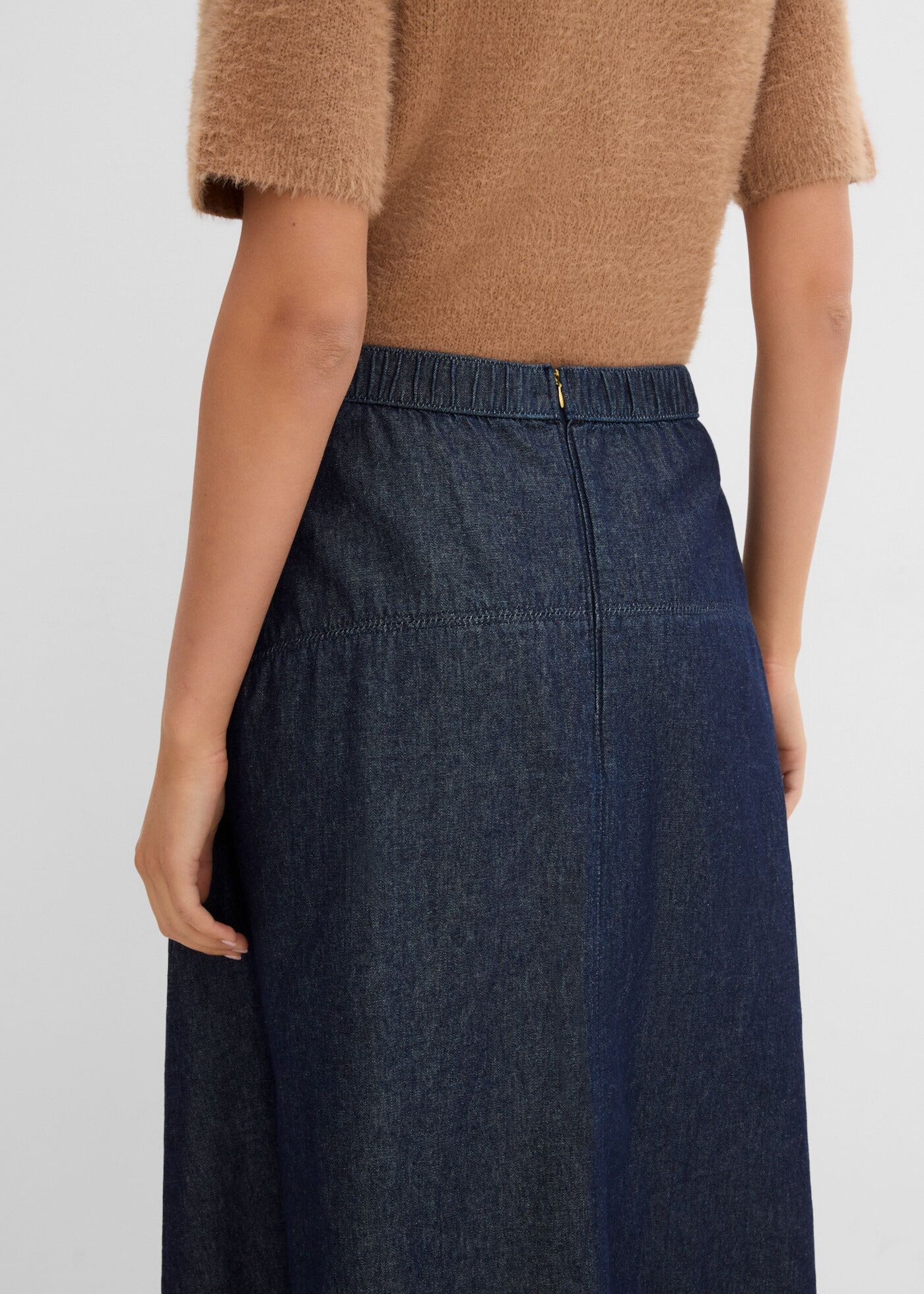 Jeansrock BONPRIX, Damen, Gr. 38, blau (tiefblau denim ungewaschen (länge: regulär)), Obermaterial: 100% Baumwolle, Röcke Jeansrock, aus Baumwolle, mit eleganter Passform tiefblau denim ungewaschen (länge: regulär) 38
