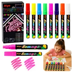 Set mit 8 Neon-Flüssigkeitsmarkern mit Keilspitze.