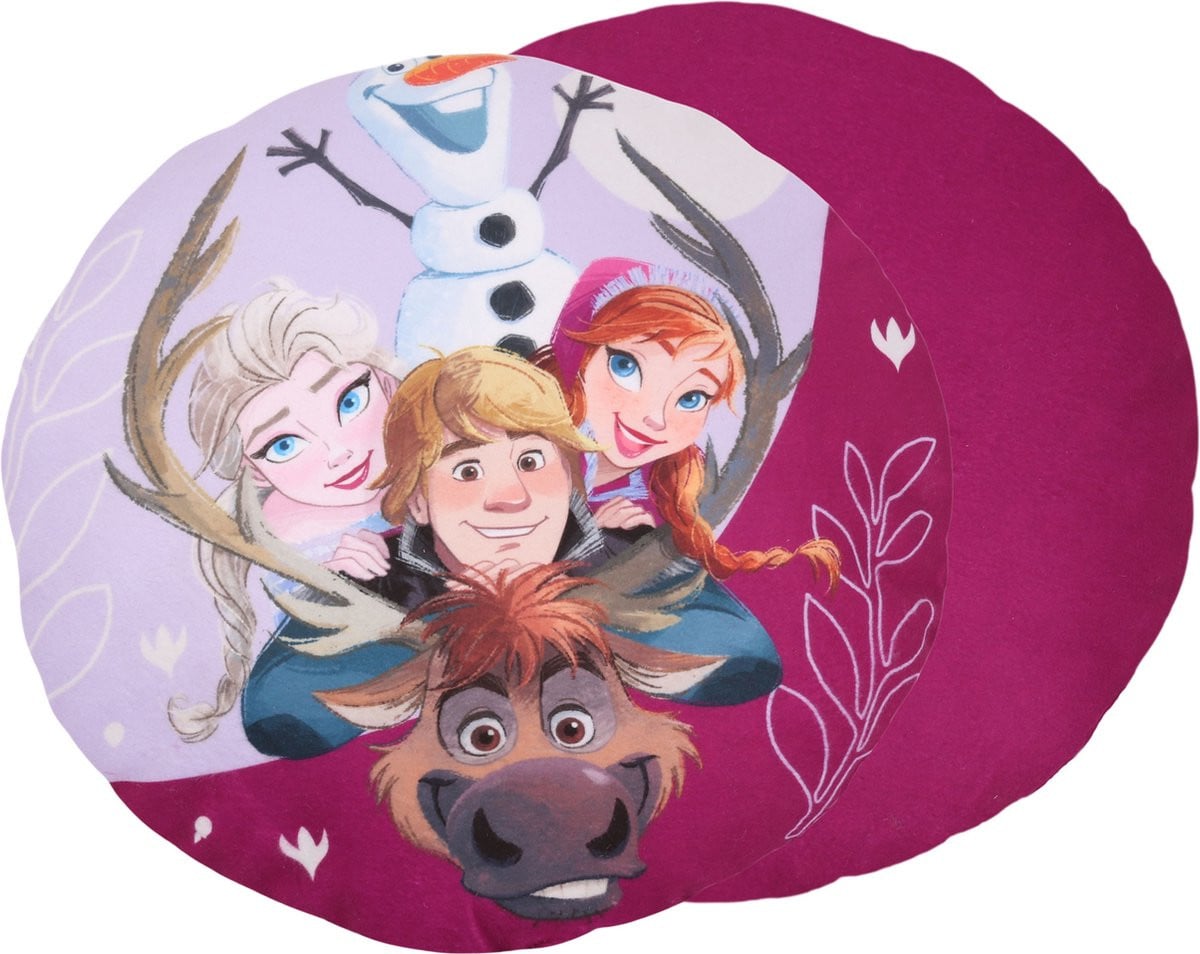 Disney Frozen rond sierkussen voor kinderen, paars, diameter: 40 cm