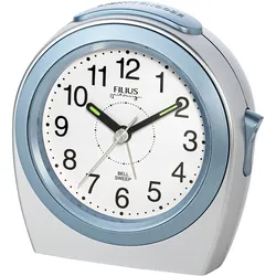 Filius 0605-5 Quarz Wecker ohne Ticken Silberfarben/Hellblau