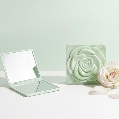 Market Central Retro Rose Double Sided Compact Pocket Makeup Mirror light Green