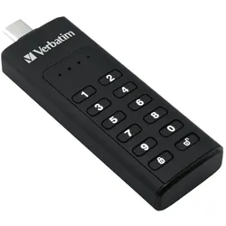 Verbatim Keypad Secure - USB-3.0-Stick 128 GB - Datenspeicher mit Passwortschutz, inkl. USB-A zu USB-A-Verlängerungskabel - Schwarz