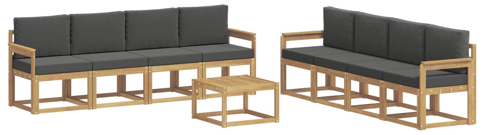 Outdoor-Sofagarnitur mit Kissen 9 pcs Weiß und Anthrazit