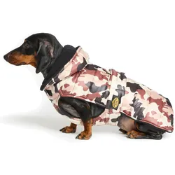 Fashion Dog Steppmantel für Dackel mit Kapuze - Camouflage - 47 cm