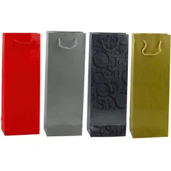 Geschenktüte für eine Weinflasche, Muster mit Worten, 35 x 12 x 9 cm