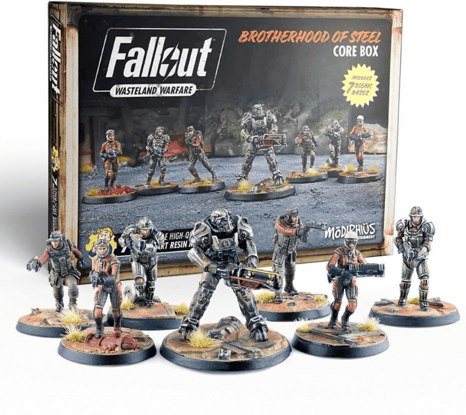 Modiphius Entertainment Fallout: Wasteland Warfare – Brotherhood of Steel Core Box, 7-Model Miniature Set with T-60 Paladin, for Tabletop Gaming