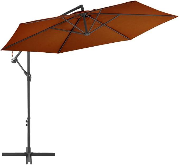 Ampelschirm m Sandweiß UV-beständig mit Kurbel freitragend winddicht Polyester Sonnenschutz für Garten Balkon Terrasse Outdoor