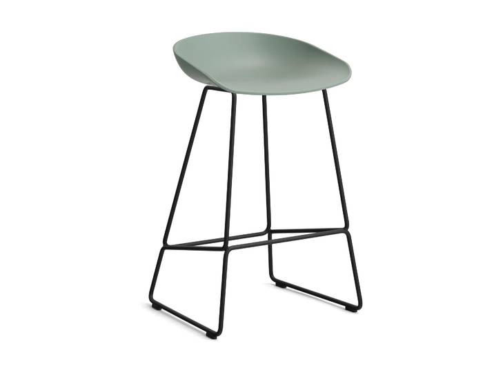 HAY About a Stool 38 Low Barhocker 2.0 Fall green-schwarzes Stahlgestell