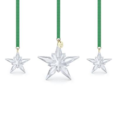 Dekohänger SWAROVSKI "Kristallfigur Sammelfigur Multipack Annual Edition Ornament Set 2025", grün (kristallweiß, goldfarben, grün), Dekohänger, Baumwolle, Kristallglas, Metall, Swarovski Kristall
