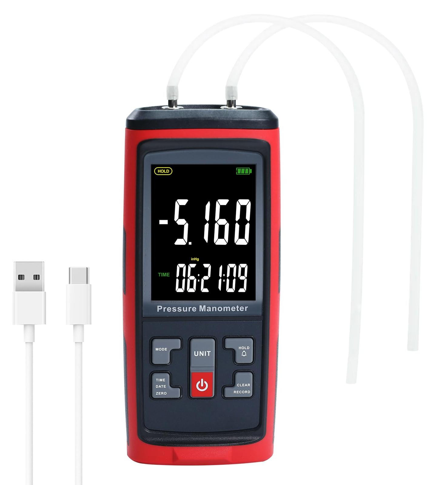 Selius Digitale manometer met dubbele poort en gegevensopname