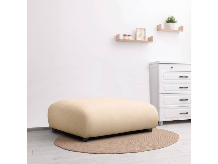 Polsterhocker 88 x 88cm Beige Bouclé Stoff Sideri: Beige