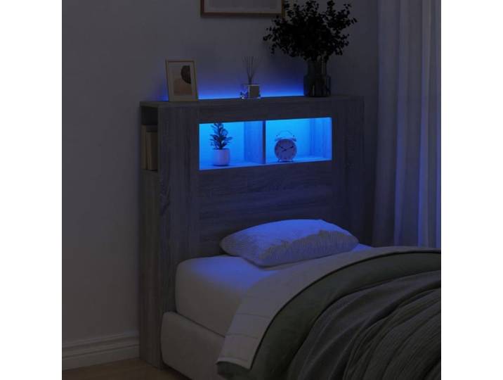 Tête de Lit à LED Tête de Cadre de Lit Accessoire de Lit Simple Meuble de Chambre à Coucher Maison Intérieur 837335