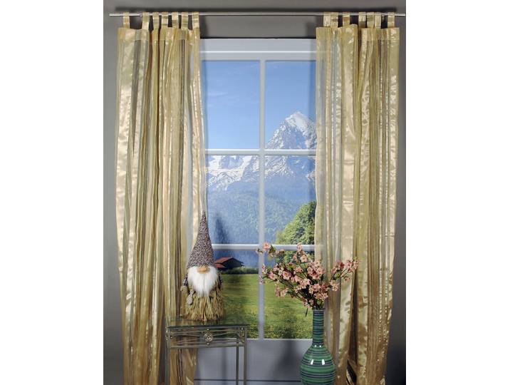 Gardine Walensee Gr. 1, braun (braun, beige), B:140cm H:245cm, Polyester, HOSSNER - ART OF HOME DECO, Gardinen, Gardine, Schlaufenschal im zeitlosen Design