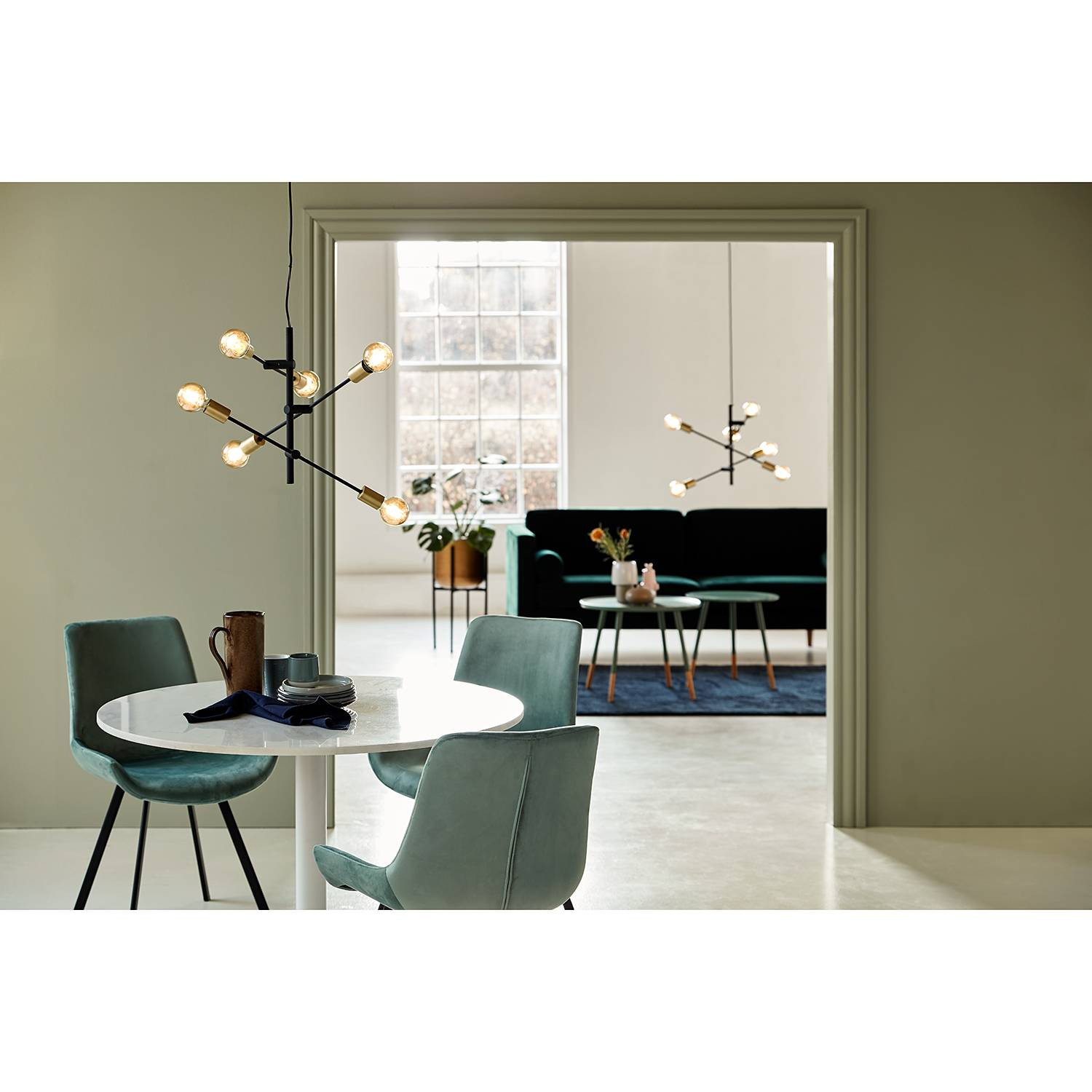 Nordlux Josefine hanglamp zwart en goud/messing met E27 fitting