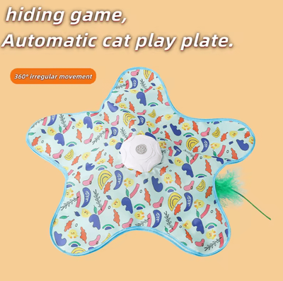 Inspire Curations Interactive Cat Hunting Blanket Toy With Automatic Feather Turntable duck
