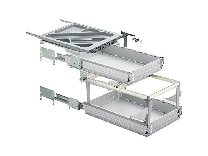 Container-Set mit Voll- und Überauszügen, 392, Aluminium Optik_Artikel _ 46748