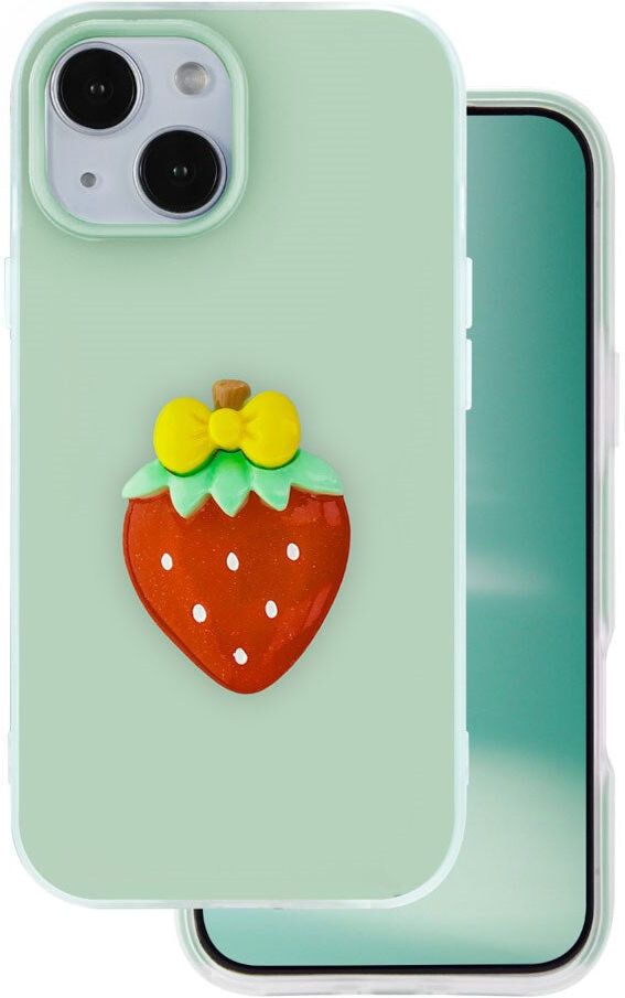 iPhone 15 TFO 3D Frugt Case - Jordbær