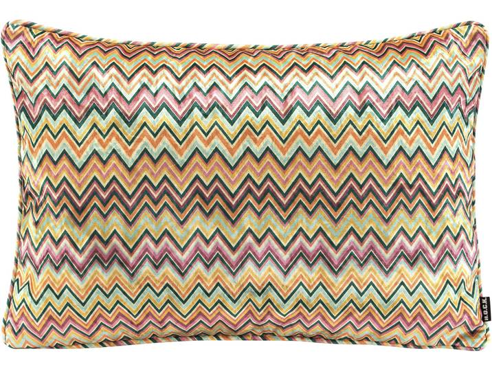 Dekokissen H.O.C.K. Zacki , bunt (bunt, gemustert), B:40cm H:10cm L:60cm, Polyester, Dekokissen_Sitzkissen_Kissenhüllen, Dekokissen, mit Zickzackmuster, Kissenhülle mit Füllung, 1 Stück