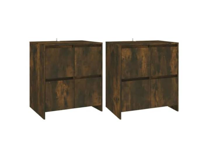 Fisinber Sideboard 2er Set Räuchereiche 70x41x75 cm Holzwerkstoff Vielseitiges 2er Set Anrichten für Wohnzimmer und Schlafzimmer mit 4 Türen für ordentliche Aufbewahrung.