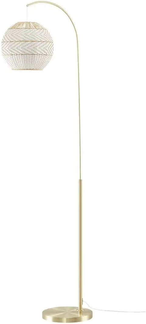 KHG Bogenleuchte  1-flammig  messing/ Rattan-Schirm   ¦ gold ¦ Maße (cm): B: 55