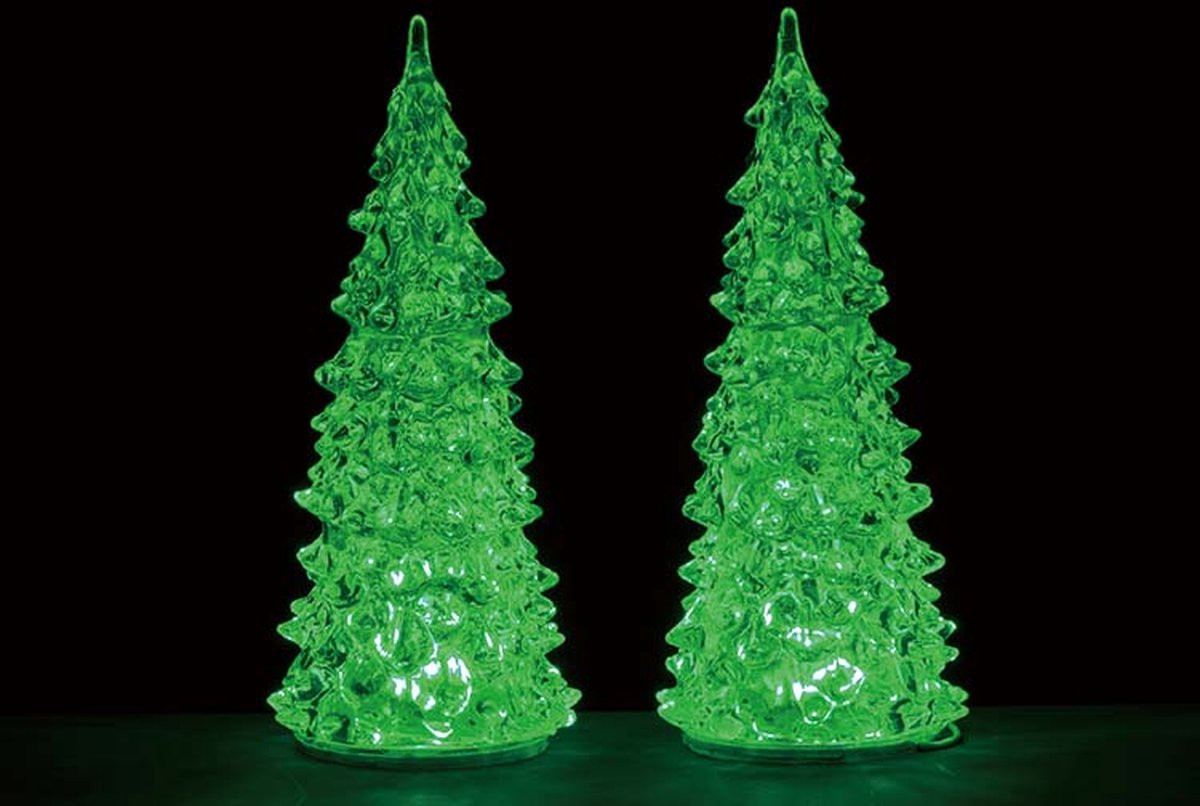 Lemax Crystal Lighted Tree met 3 veranderbare kleuren - Medium - Set van 2