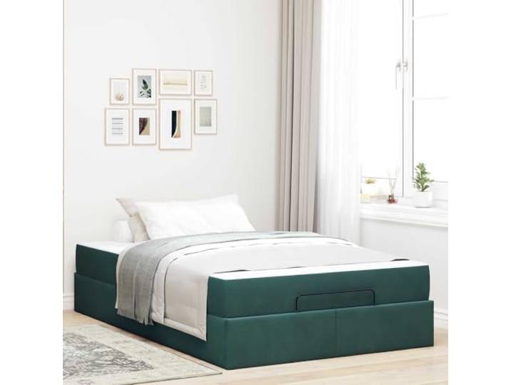 YUOTYRKTEJRSG Samt Bettgestell Modern Schlafzimmer 120x200 cm Grün Bettgestell mit Matratze 2 pcs Grün Samt mit Bettkasten Doppelbettgestell 120x200 Komfortschaum Polsterbett Lattenrost