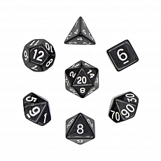 Dice4friends Würfelset Opaque - Black/White - 7 Stück 303142