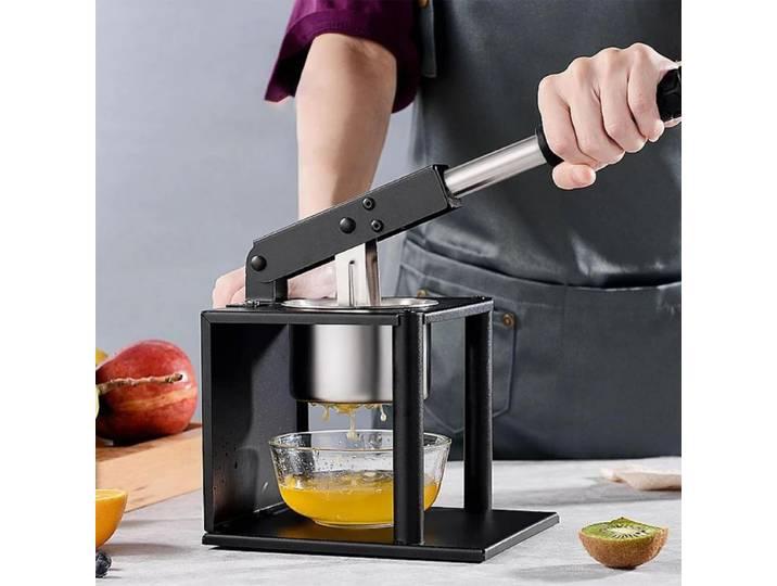 Nouveau presse-agrumes manuel en acier inoxydable avec tige, presse-citron et orange manuel, extracteur de jus robuste à pression manuelle
