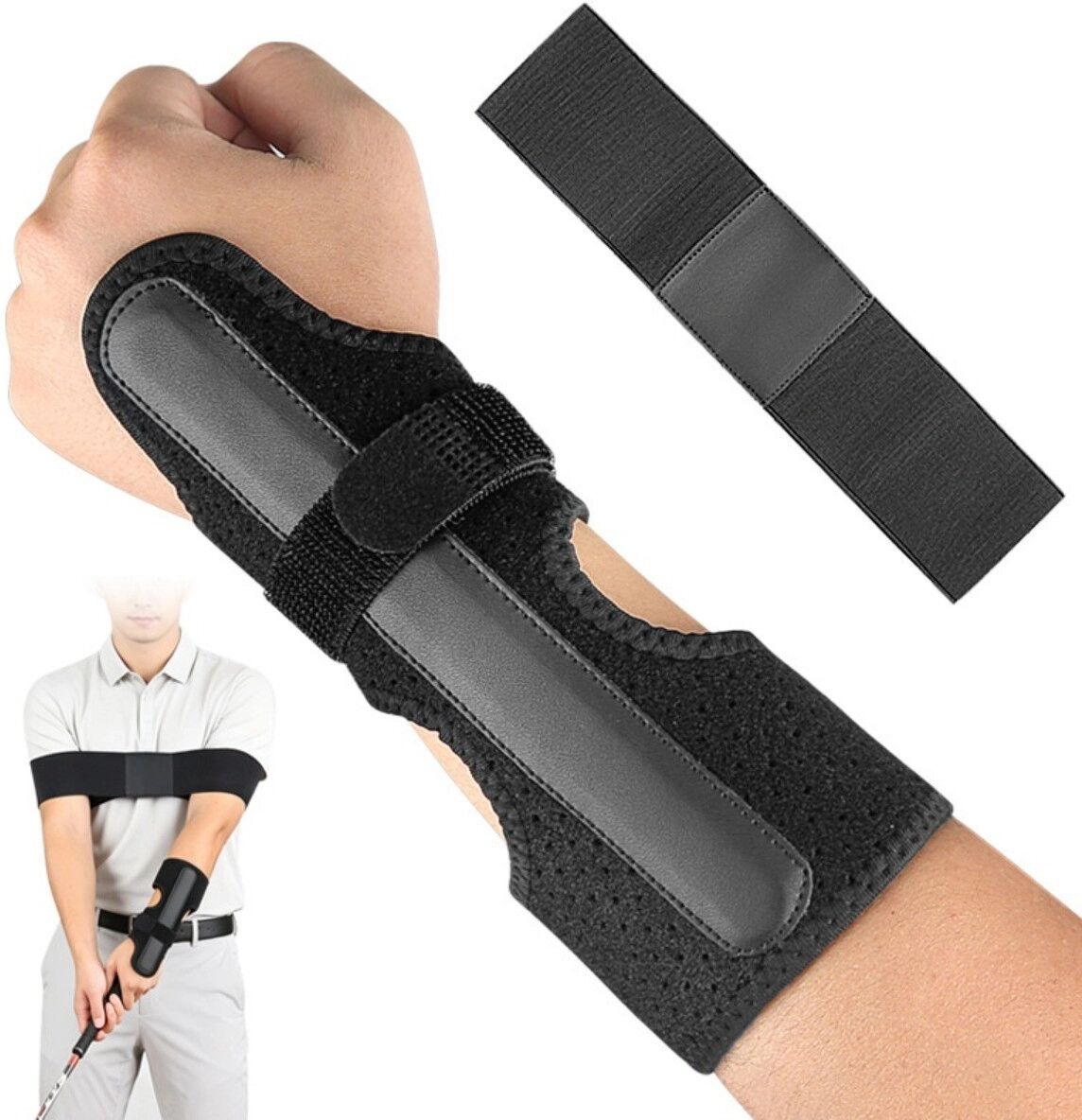 INF Bande d'entraînement poignet pour golf - Sangle stabilisatrice réglable pour swing, fixation poignet et bras