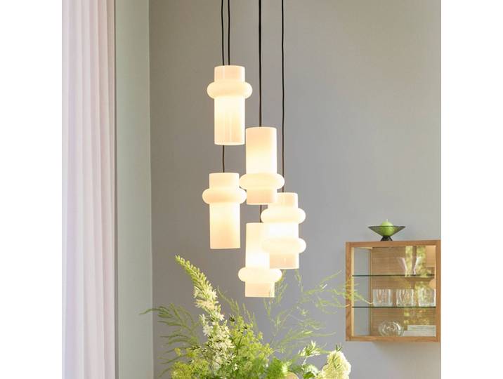 Hübsch Hängeleuchte Pilule Up, dimmbar, weiß / opal, für Wohn- / Esszimmer, Glas, Skandinavisch