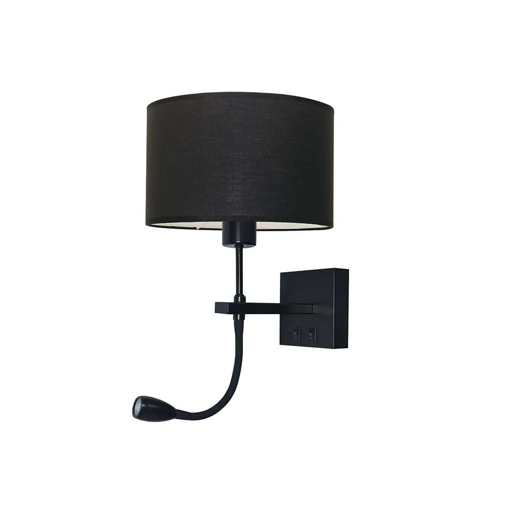 Artdelight Wandlamp Quad met kap Ø 20 cm zwart
