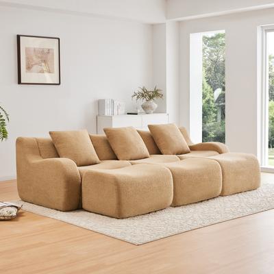GDFStudio GDF Studio - Fairford 3-Seat Modular Sofa With Curved Armrests & Non-Slip Base