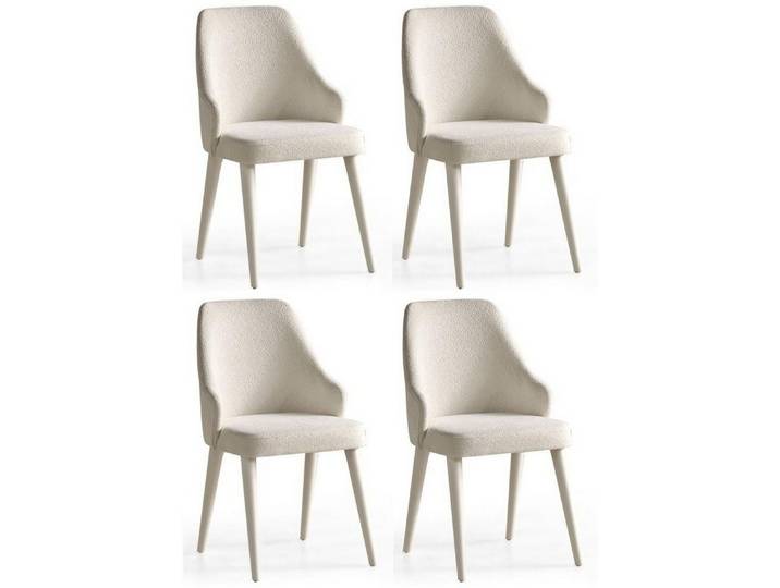 Xlmoebel Sitzgruppe Stuhlset 4er Modern Weiß Textil Kunststoff Polsterstuhl Esszimmer, (4-tlg., 4er-Set)