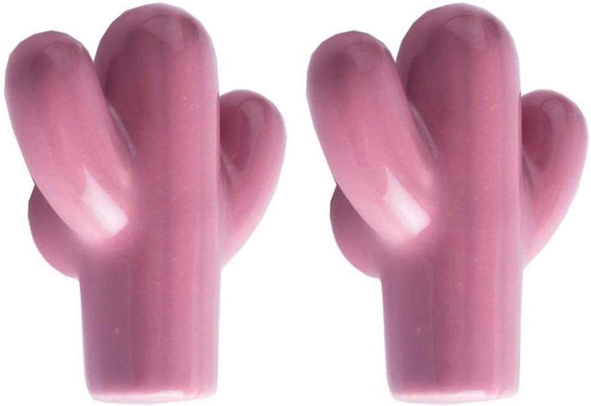 Roze Keramische Cactus Handgrepen voor Lades en Meubels - 50 x 42 mm