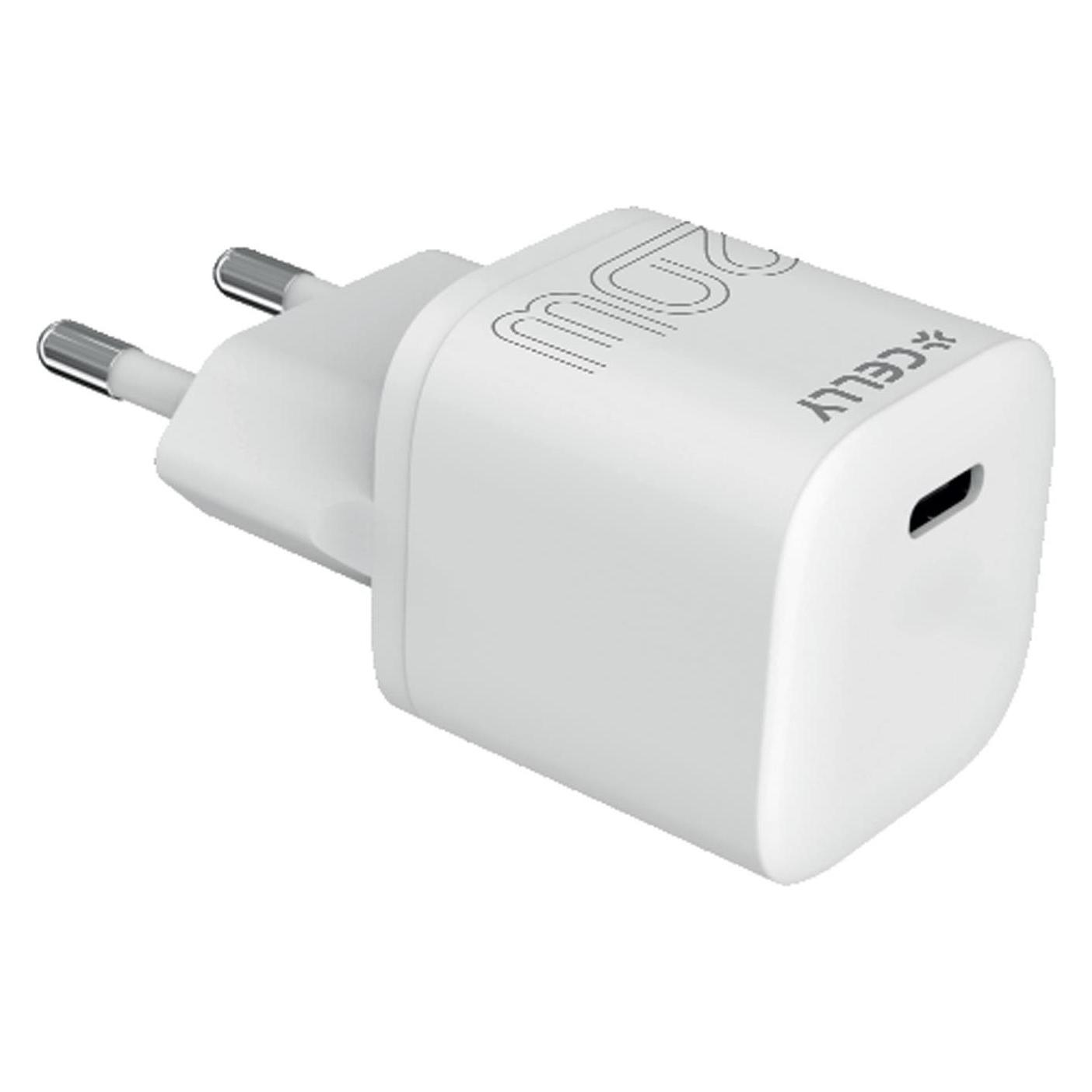 Celly UltraCompact TC 1 Usb-C 20W Ladegerät (20 W, 1 Port) (UCTC1USBC20WWH)