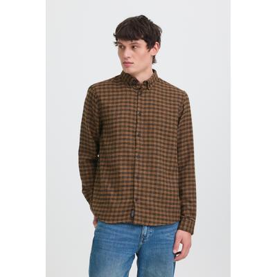 Langarmhemd BLEND "BHCLARK SHIRT", Herren, Gr. L, N-Gr, arganoil, Web, Obermaterial: 75% Polyester, 25% Baumwolle, kariert, regular fit normal, 1-Knopf-Manschette, Hemden, Materialmix, regular fit