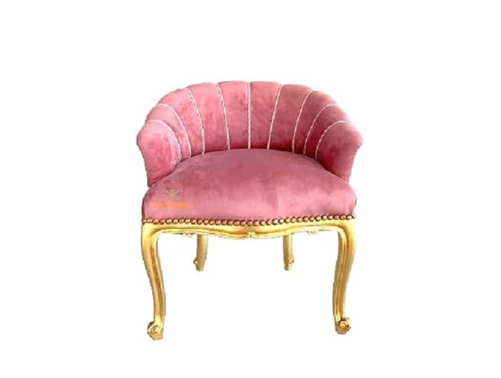 CasAmin Home & Living Cocktailsessel im Französischen Barockstil, rosa Samt, Nostalgischer Barstuhl, Getufteter Samt Rosa, für die Inneneinrichtung des Wohnzimmers