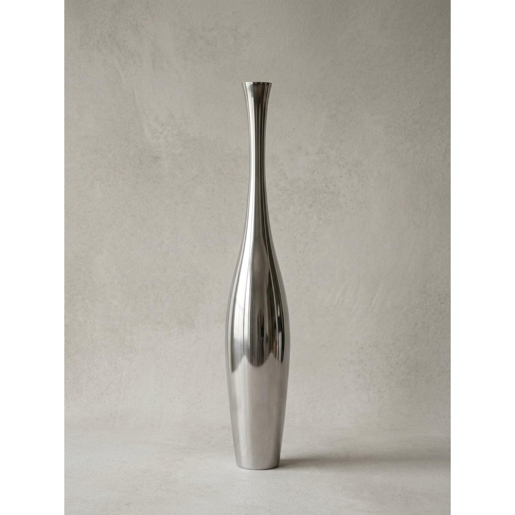 Vase Aluminium Modern Stil 124 cm hoch Silber S-Form für Einzelblumen